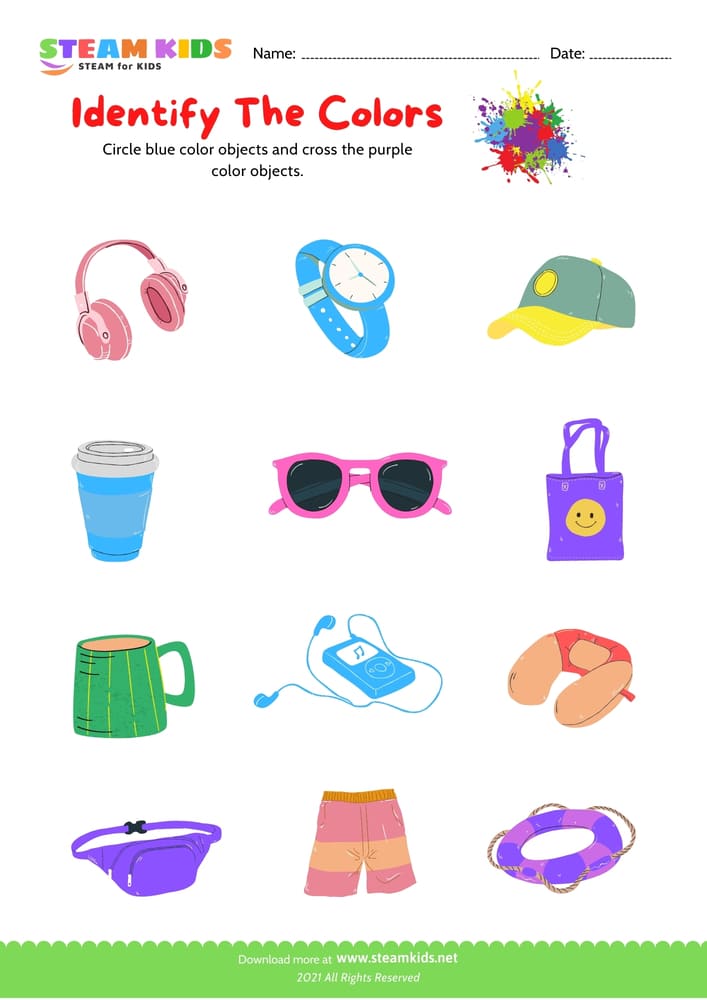Free Science Worksheet - Identify color - Worksheet 8
