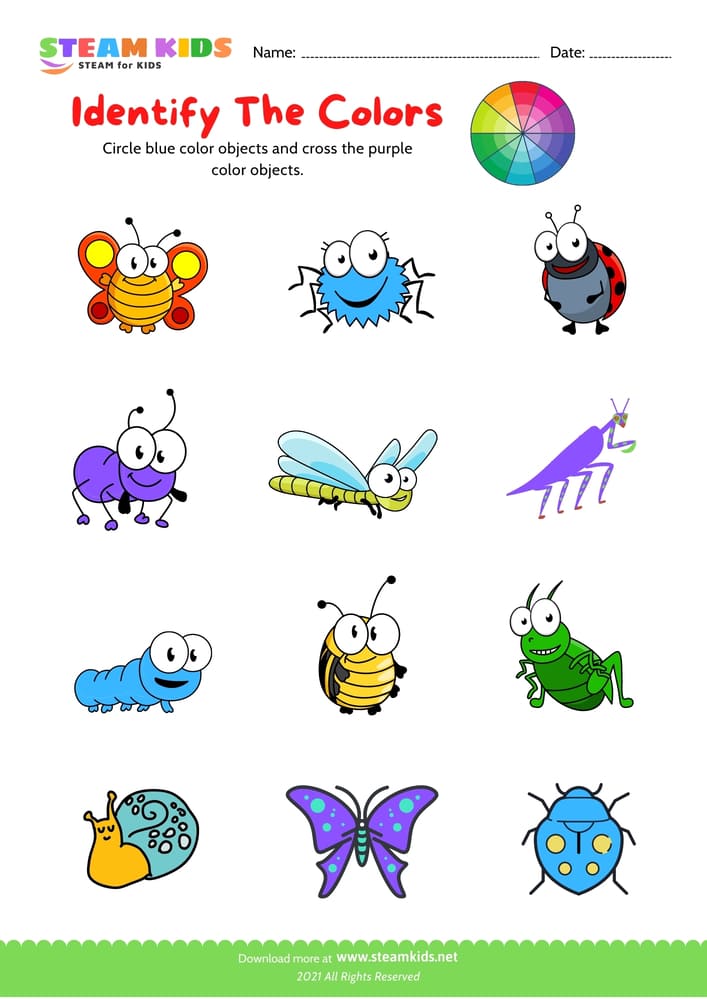 Free Science Worksheet - Identify color - Worksheet 9