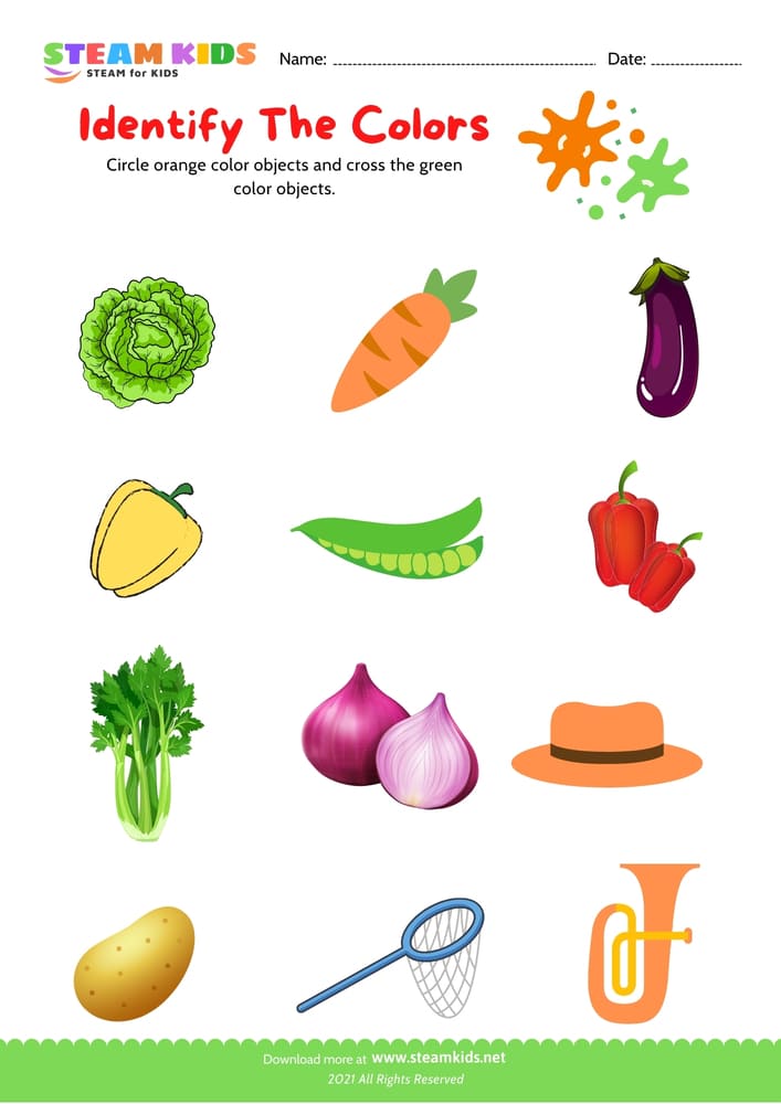 Free Science Worksheet - Identify color - Worksheet 17