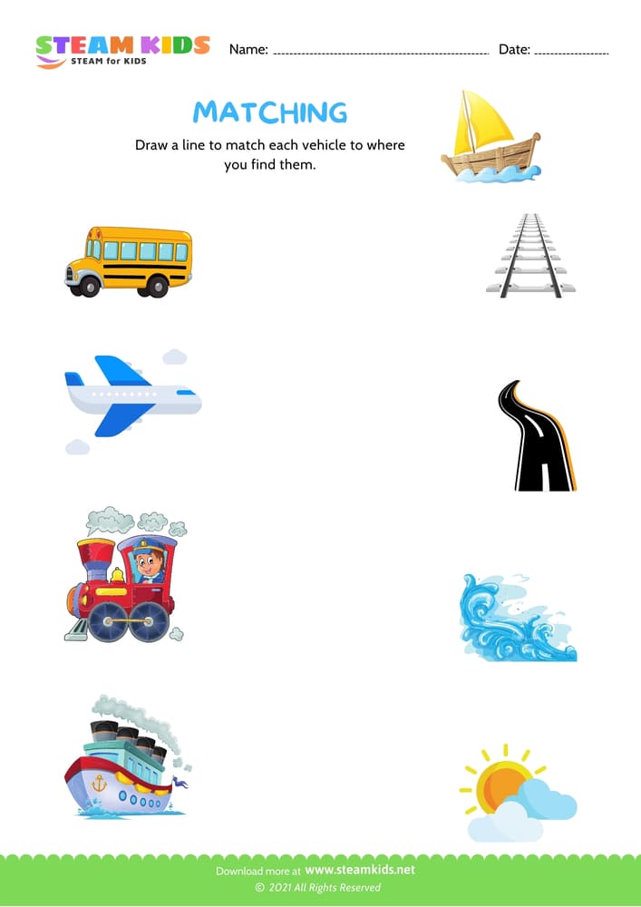 Free Science Worksheet - Identify transports