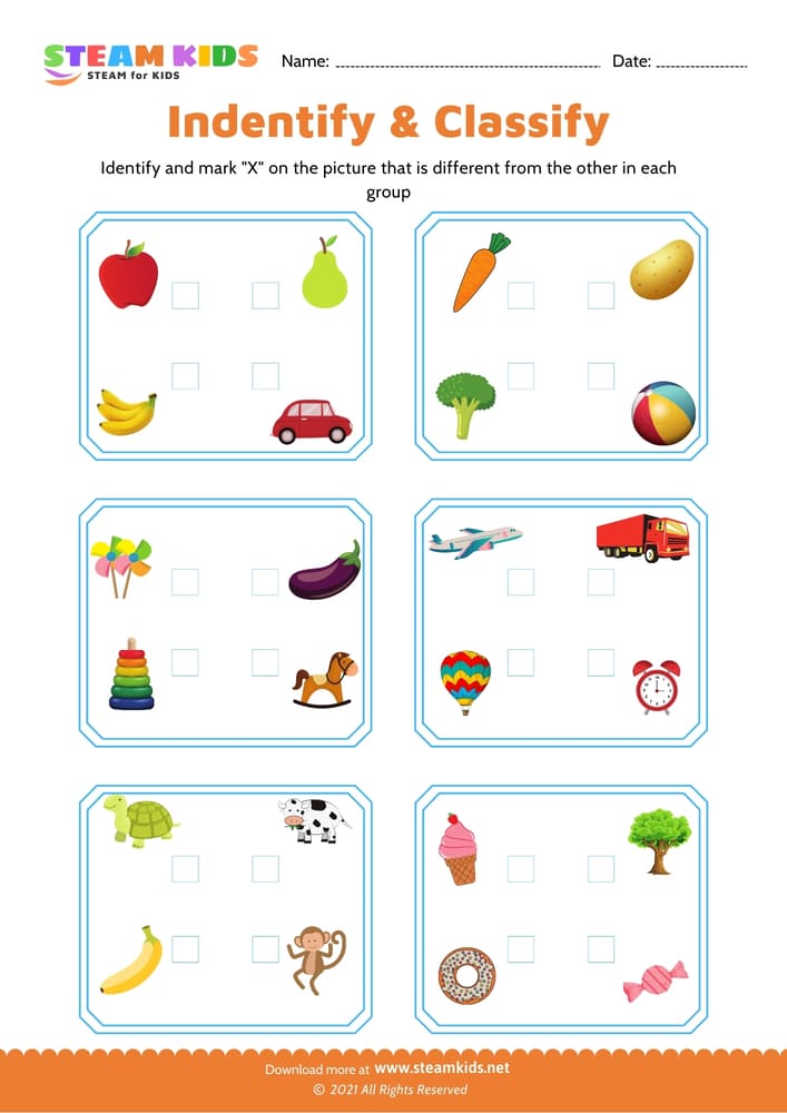 Free Science Worksheet - Classify - Worksheet 1