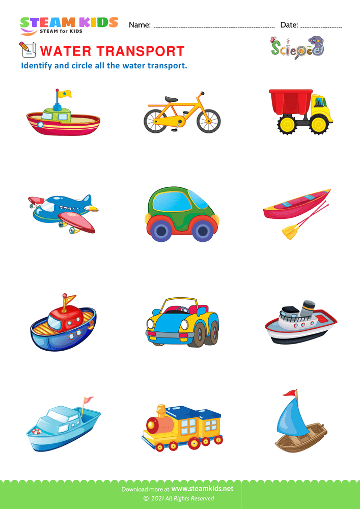 Water Transport - Science Worksheets For Preschool - STEAM KIDS