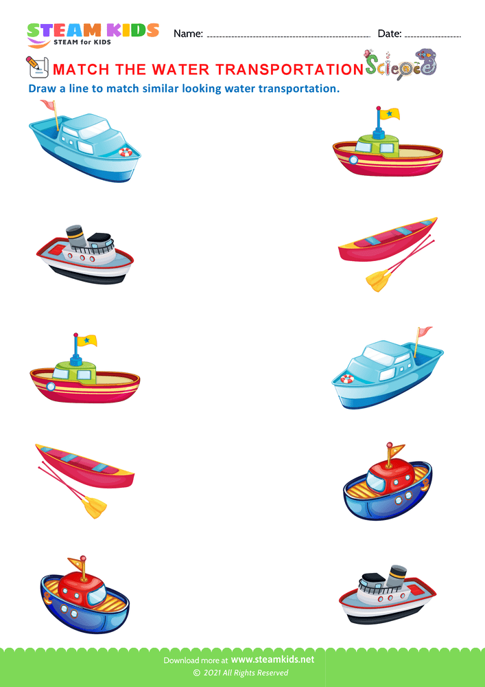 Free Science Worksheet - Water Transportation
