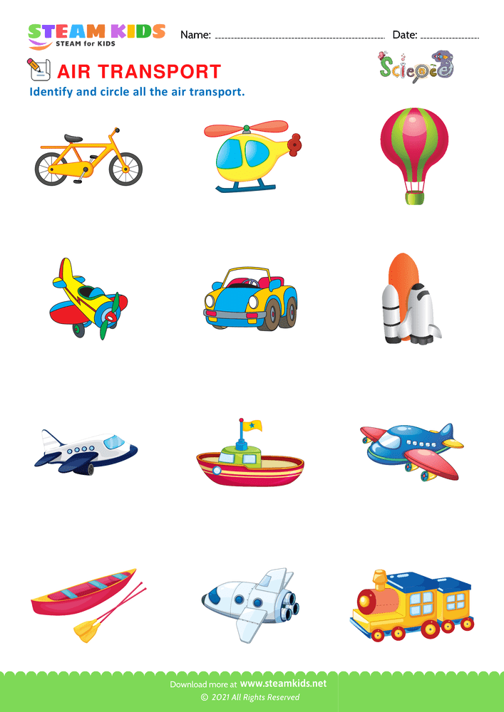 Free Science Worksheet - Air Transportation