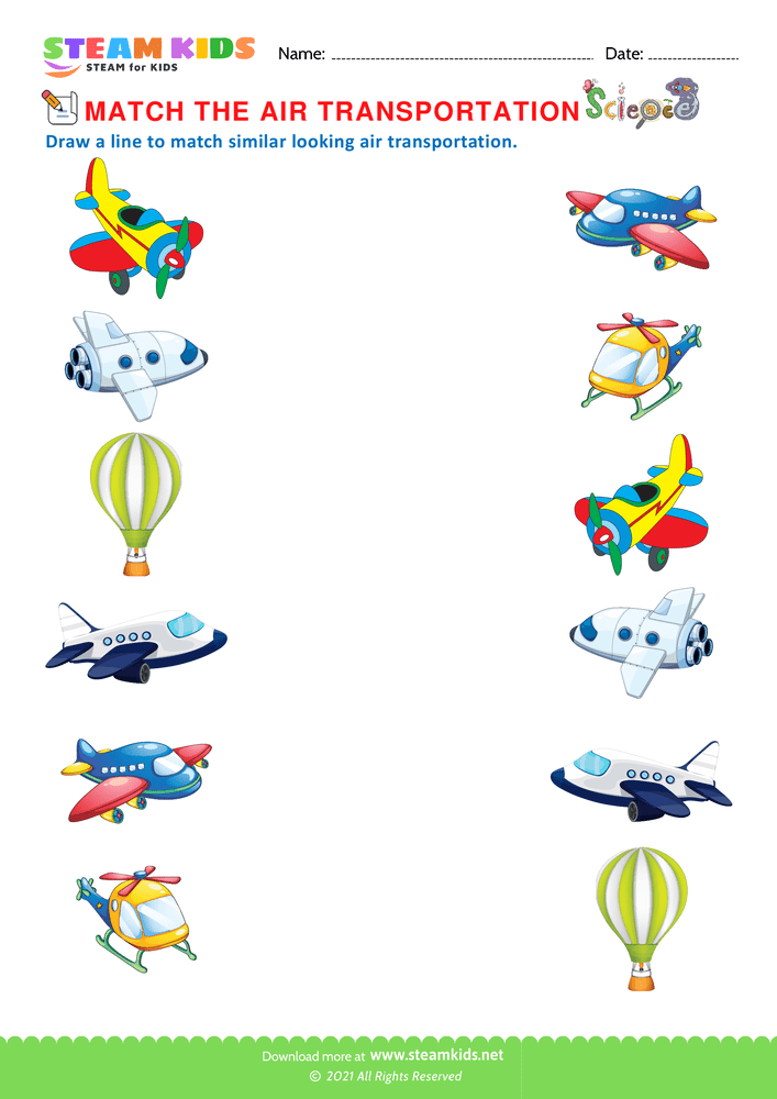 Free Science Worksheet - Air Transportation