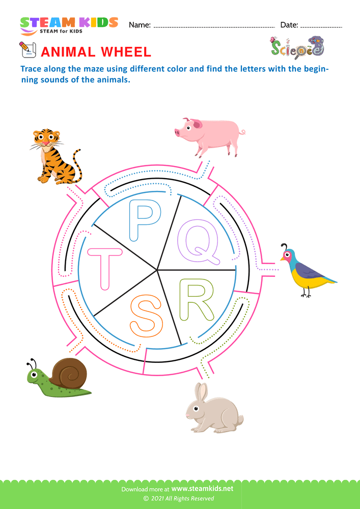 Free Science Worksheet - Animal Wheel - Worksheet 5